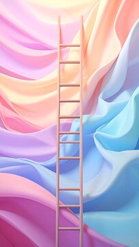 Ladder to colorful fabric.