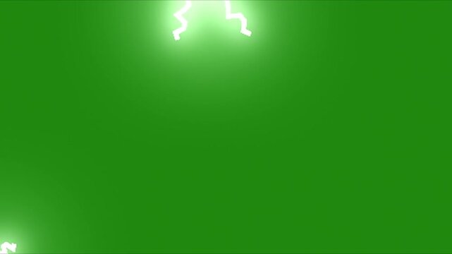 Footage of a lightning strike, with a green screen background. Electric current. Lightning flash, perfect for transitions, intros, slides, highlights, content, cinematics, etc.