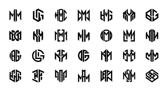 Monogram Logo Collection: Modern Hexagonal and Circular Letter Marks