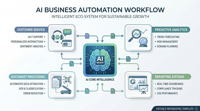 AI Business Automation Workflow Process Diagram.