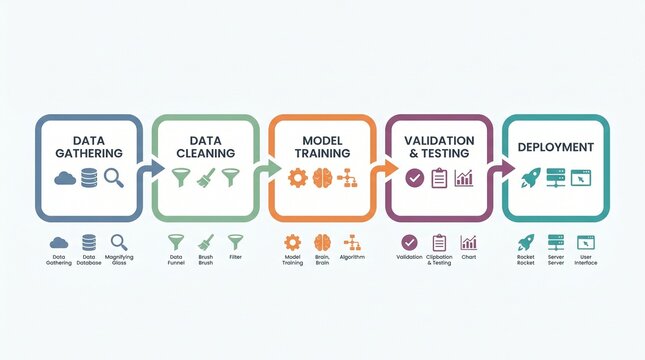 Machine learning model deployment process steps.