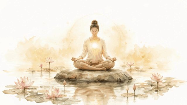 Deep Calm Sacred Stillness isolated watercolor vector illustration svg