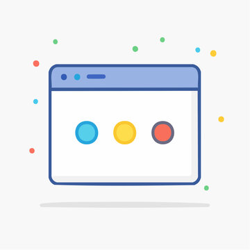 Browser Window with Colorful Circles and Dots