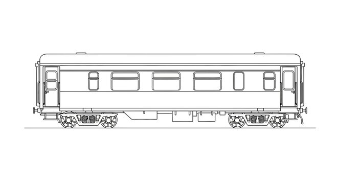Train Car Railway Vehicle Side View.