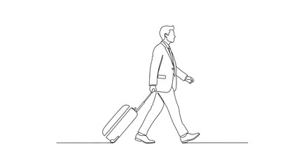 Obraz premium Businessman walking with suitcase in hand.