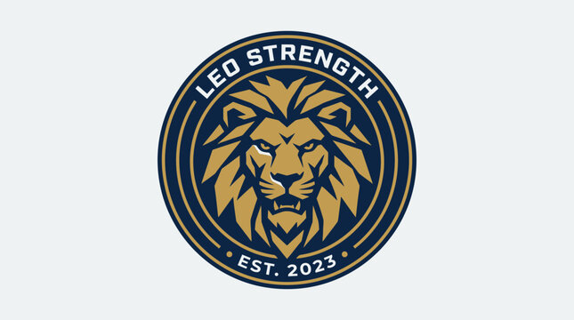 Leo Strength Lion Logo Emblem.