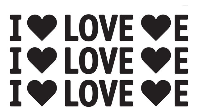 Typography composition with repeating i love message for romantic greeting cards and art.