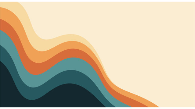 Retro wave background with warm colors, abstract flowing lines, vintage aesthetic, graphic design element