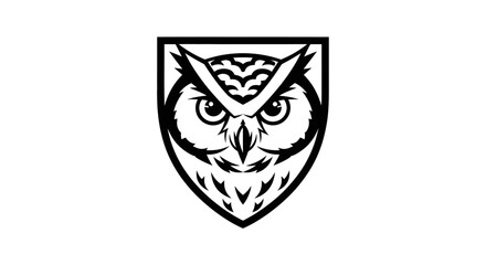 Obraz premium Wise Owl Crest Logo - Black and White Emblem