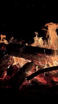Roaring Bonfire in a Mountain Landscape