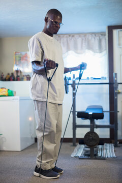Man with Williams Syndrome exercising