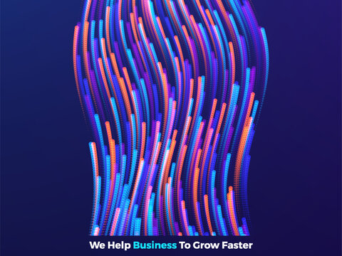 Energy flow is directed upward. Business concept of growth and development. Creative particle dynamics. Vector for brochure, poster, cover, card, presentation, flyer or banner.