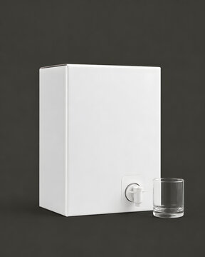 Blank White 5L Bag-in-Box Beverage Carton Mockup with Dispensing Tap