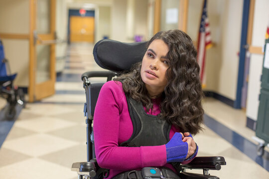 Girl with Tuberous Sclerosis learning at school