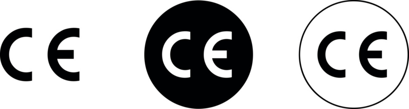 Ce marking symbols in black and white, set of three variations
