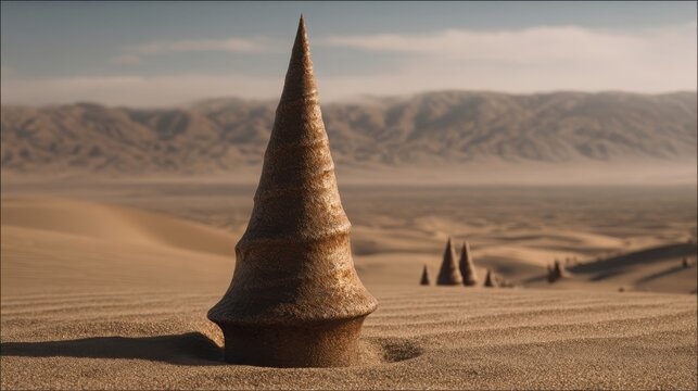 Antlion Larva's Conical Sand Pit Trap in Arid Desert Landscape