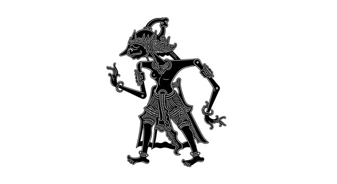 Traditional Indonesian Wayang Kulit Shadow Puppet Figure.