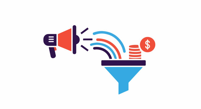 A megaphone amplifies soundwaves that funnel into a converter, producing coins