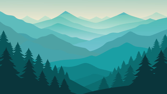 Layered Pine Mountain Ridges Vector