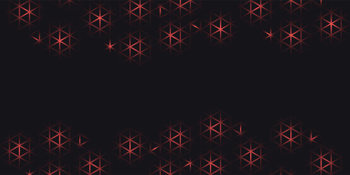 Hexagon game background with glowing red honeycomb grid on black surface. Abstract geometric pattern of connected cells for futuristic interface design. Digital technology bg with luminous edges.
