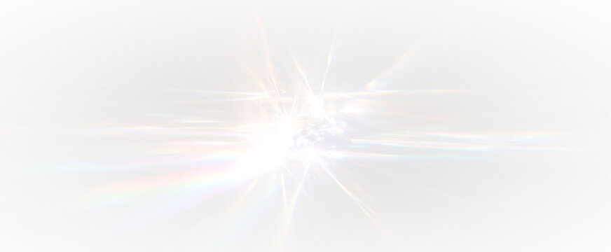 Magical crystal prism with rainbow light streak overlay effect