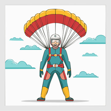 Skydiver with Parachute Illustration