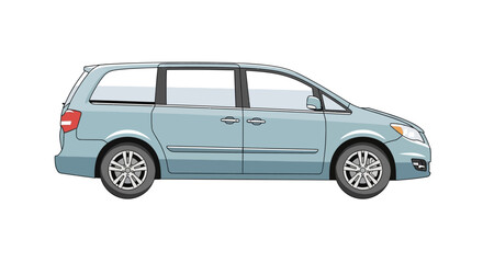 Obraz premium Light blue family minivan car illustration isolated on white background.