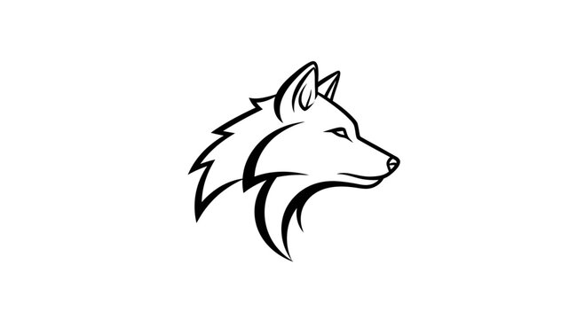 Wolf head profile black and white.