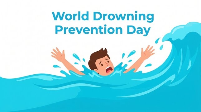 Man struggling in water on world drowning prevention day with a worried expression