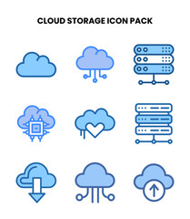 Obraz premium Cloud Storage Two Colour Design Icons Pack