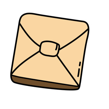 Brown paper envelope mail parcel flat color icon
