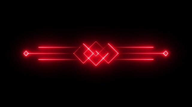 glowing neon deco divider header icon isolated on black background. deco divider icon animation. 4k video.