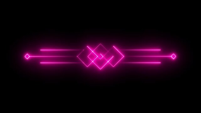 glowing neon deco divider header icon isolated on black background. deco divider icon animation. 4k video.