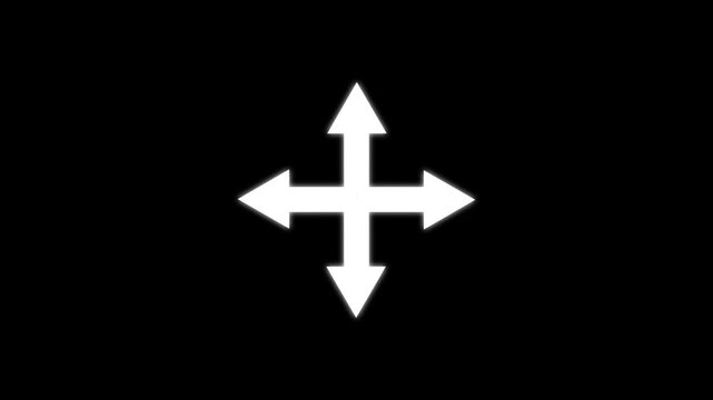 way direction arrow sign. Animated Black Four-Way Arrows way direction. 4 directional arrows animation on white background. compass concept all 4 direction, east, west, south and north.
