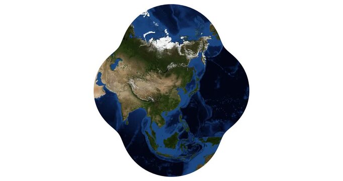 Animated projection of Earth's map with longitude shift rotation. Detailed physical map, optimized for the conterminous U.S. June View. Elements of this video furnished by NASA.