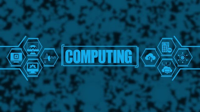 Computing technology concept with digital hexagon and network data interface for modern business, software development, and cloud infrastructure solutions