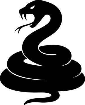 Black cobra snake silhouette icon isolated on transparent checkered background