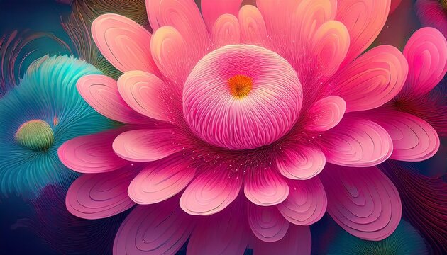 Abstract Art Background Of Pink Germini Flowers