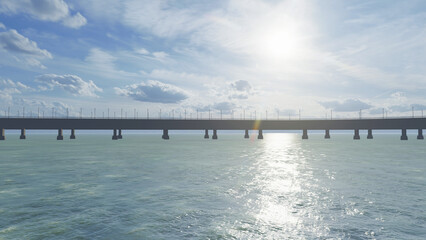 Obraz premium ocean bridge, clear sky, sea 3d, ocean, sea sun 3d, simple nature, simple sea background 3d background
