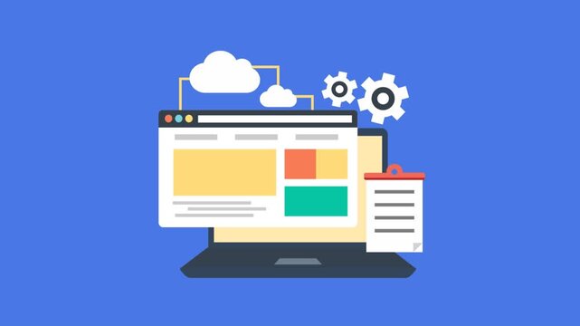 Flat Design Website Development and Cloud Computing Animation Transparent Background