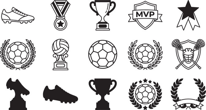 Black and white sports icons and awards