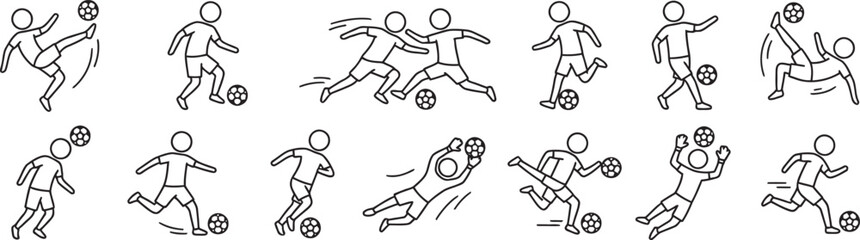 Black line soccer player illustrations kicking ball © Mst. Taslima Akhter