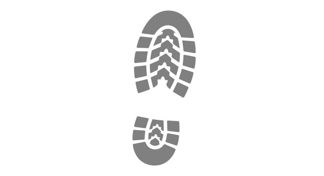 Single gray boot footprint isolated on a clean white background.