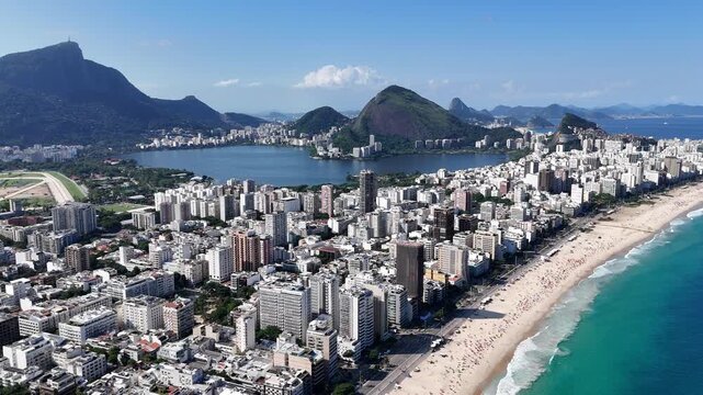 Rio de Janeiro, Brazil, aerial view, drone footage, panoramic view, drone, beach, tropical, travel, tourism, South America, kalian, 4K, cinematic, Leblon, Ipanema, Rio de Janeiro, Brazil, hotel