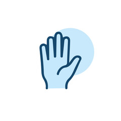 Fototapeta premium Minimalist Blue Hand Icon for Touch or Stop Gesture