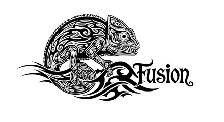 Tribal Chameleon Fusion Logo Design. © Imah
