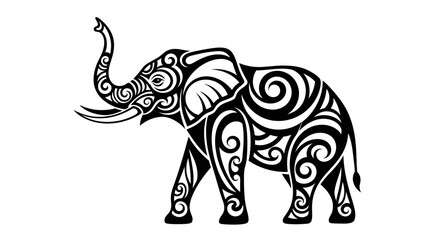 Obraz premium Majestic Elephant Silhouette with Intricate Tribal Patterns.