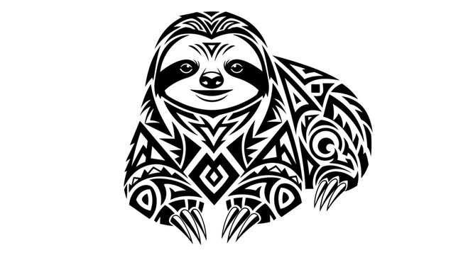 Black and white tattooed sloth face.
