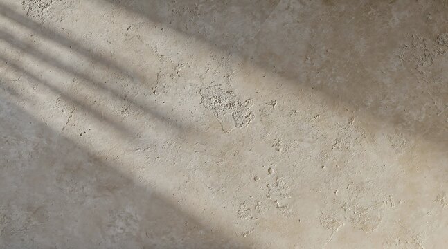 Sunlight casts shadows on a textured concrete surface