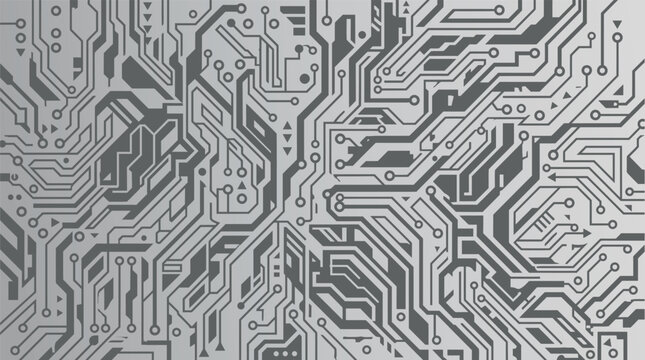 Detailed Black and White Circuit Board, Electronic PCB Design, High-Resolution Tech Vector, Microchip Layout, Engineering Blueprint, Abstract Technology Art, Printed Circuit Board